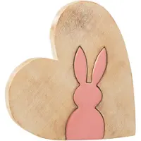 J-Line Hart met konijn hout roze