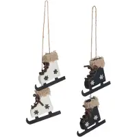 J-Line Hangers schaatsen metaal zwart/wit assortiment van 2
