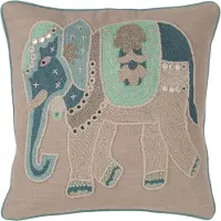 J-Line 41599 Kussen Olifant Katoen Grijs/Blauw - 45 x 45 x 15 cm