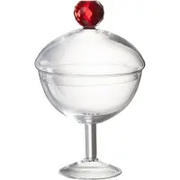Jline Voorraadpot diamant kristal transparant/rood glas large