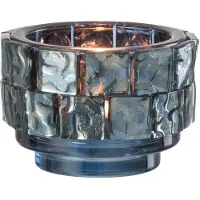 J-Line Theelicht vierkant mozaiek glas donker blauw small