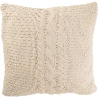 J-Line Cushion knitted+braid cotton white