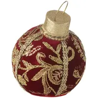 J-Line Bal decoratief patroon polyfoam/textiel rood/goud small