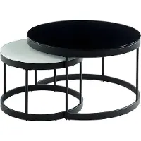 Vente-Unique.nl Salontafels BILLIE - Inschuifbaar - Gehard glas & metaal - Zwart & wit