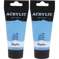 Rayher Hobby Materialen 2x tubes lichtblauwe acrylverf/hobbyverf op waterbasis 75 ml - Schilderen/knutselen - Voor kinderen en volwassenen