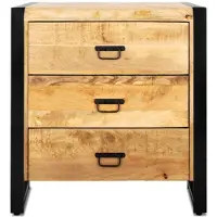 Benoa Mangohout kastje 3 lades Industrieel Design 80 cm - Mangohout en Staal