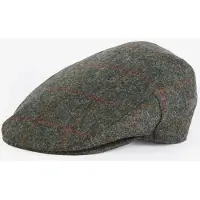 Barbour Pet Men Crieff Flat Cap Olive Red Overcheck (7 1/8)