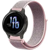 Strap-it Nylon bandje geschikt voor Garmin Vivoactive 4s / Garmin Vivomove 3s / Garmin Venu 2s / Garmin Venu 3s / Garmin Venu 4s bandje nylon - Stoffen bandje met klittenband sluiting - Roze - Pink Sand