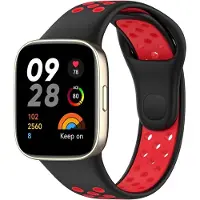 Strap-it Siliconen Smartwatch bandje - Geschikt voor Redmi Watch 3 sport bandje - zwart/rood - Horlogeband / Polsband / Armband