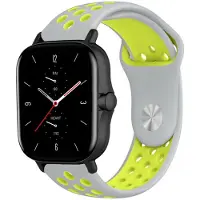 Strap-it Sport siliconen bandje - geschikt voor Xiaomi Amazfit Bip / Bip S / Bip Lite / Bip U Pro / Bip 3 / GTS 1-2-3-4 - MIni / Amazfit GTR 42mm - grijs/geel