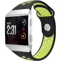 Strap-it Siliconen Smartwatch bandje - Geschikt voor Fitbit Ionic sport band - zwart/geel - Horlogeband / Polsband / Armband - Maat: Maat S