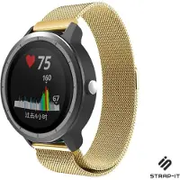 Strap-it Luxe Milanese bandje - geschikt voor Garmin Vivoactive 3 / Vivoactive 5 / Venu / Venu SQ / Vivomove HR / Forerunner 245 / 570 - 42mm / 645 - goud