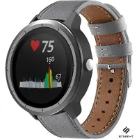 Strap-it Smartwatch bandje leer - geschikt voor Garmin Vivoactive 3 / Vivoactive 5 / Venu / Venu SQ / Vivomove HR / Forerunner 245 / 570 - 42mm / 645 - grijs