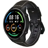 Strap-it Smartwatch bandje leer - geschikt voor Xiaomi Watch S1 (Active/Pro) / Watch 2 Pro / Watch S3 / Mi Watch / Amazfit Balance / Bip 5 - zwart