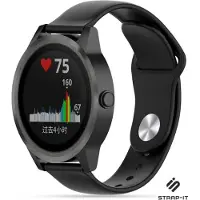 Strap-it Siliconen sport bandje - geschikt voor Garmin Vivoactive 3 / Vivoactive 5 / Vivomove HR / Venu / Venu SQ / Forerunner 245 / 570 - 42mm / 645 - zwart