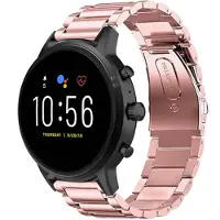 Strap-it Stalen schakel bandje - geschikt voor Fossil Gen 5 / Gen 5e 44mm / Gen 6 44mm - rosé pink