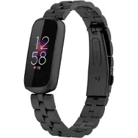 Strap-it Stalen Smartwatch bandje - Geschikt voor Fitbit Luxe stalen band - zwart - Horlogeband / Polsband / Armband