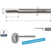 Rotec HM-Stiftfrees, model C - Z6 / Kruisvertand / ø6x19x80xø6mm - 432.0601-80 - 432.0601-80