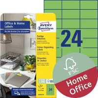 Avery Zweckform universele etiketten, 70 x 37 mm, groen, permanent klevend, 240 etiketten, 10 vellen - 2 stuks