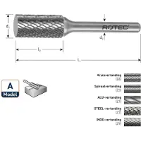 Rotec HM-Stiftfrees, model A - Z7 / STEEL-vertand / ø8x19x64xø6mm - 4300807