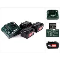 Metabo basisset 3x Li-Power accupack 18 V 4,0 Ah CAS Li-ion accu ( 3x 625591000 ) + oplader ASC 55 ( 627044000 )
