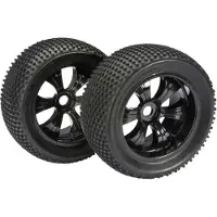 Absima 1:8 Truggy Complete wielen Dirty 6-spaaks Zwart 2 stuk(s)