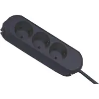 Bachmann SMART stekkerdoos 3x geaard contact, geschroefd, zwart, 3 m