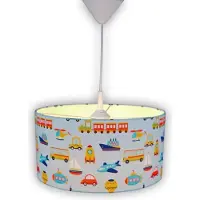 Niermann Standby Kinderkamer hanglamp Fahrzeuge, dimbaar, blauw, Kinderkamer, Textiel / Stof / Zijde, hanglamp