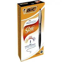 BIC Atlantis Soft Uitschuifbare Balpennen - Zwart - Doos van 12 Stuks - Medium Punt 1 mm