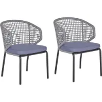 Beliani PALMI - Tuinstoel set van 2 - Grijs - Aluminium