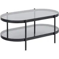 Ebuy24 Ovale Salontafel Bayonne Smoked Tempered Glass