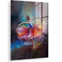 MuchoWow Glasschilderij 30x40 cm - Schilderij acrylglas - Schilderij - Olieverf - Dans - Ballerina - Foto op glas - Muurdecoratie woonkamer - Wanddecoratie slaapkamer - Schilderijen