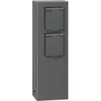 LCD Buiten-stopcontactzuil 017, 2-voudig, grafiet 017, zwart, Aluminium, Modern