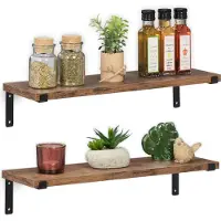Relaxdays wandplank industrieel - set van 2 - muurplank decoratie - boekenplank - wandrek