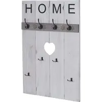 MCW Wandgarderobe -C89 Home, garderobe paneel garderobe, shabby look vintage, 8 haken 91x60cm ~ wit, shabby