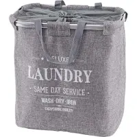 MCW Wasmand -C34, Wasmand met trekkoord Wasmand met trekkoord, 2 compartimenten Handgreep 54x52x32cm 89l ~ grijs