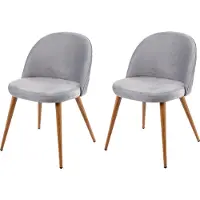 MCW Set van 2 eetkamerstoelen -D53, stoel keukenstoel retro jaren 50 design, fluweel ~ lichtgrijs