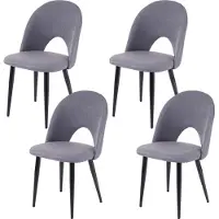 Mendler Set van 4 eetkamerstoelen -D73, keukenstoel, stof/textiel ~ donkergrijs