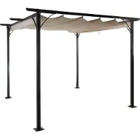 Mendler Pergola -C42, tuinpaviljoen, stevig 6cm frame + schuifdak ~ 3x3m crème