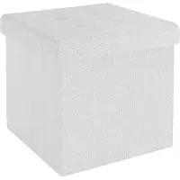 Intirilife opvouwbaar krukje 38x38x38 cm in snow white stoel poef met opbergruimte en deksel van stof opbergbox kist