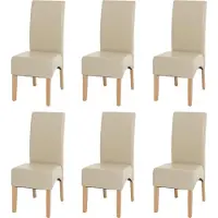 MCW Set van 6 eetkamerstoelen/keukentoelen Latina, LEER ~ crème, lichte poten