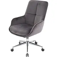 Mendler Bureaustoel -J64, bureaustoel bureaustoel fauteuil, in hoogte verstelbaar fluweel MVG ~ donkergrijs