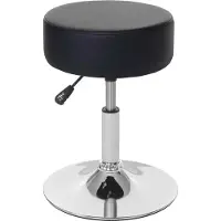 MCW Kruk -C22, make-up krukje, in hoogte verstelbaar Ø 35cm ~ kunstleer, zwart