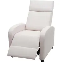 Mendler Televisiefotel -F76, relaxfauteuil Fauteuil Ligfauteuil, verstelbare ligfunctie Stof/textiel ~ crème