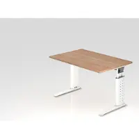Hjh OFFICE PRO UNDA 12 W - 120x80 Tafelhoogte I In hoogte verstelbaar Walnoot/Wit