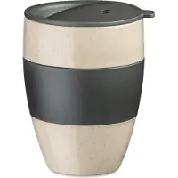 Koziol Herbruikbare Koffiebeker, 0.4 L, Natuur As Grijs, Organic Bio-Circular - | Aroma To Go 2.0
