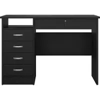 Ebuy24 FunctionPlus bureau 5 lades, 1 plank zwarte essenhout decor.