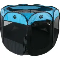Intirilife praktische dierenbox 77 x 58 cm oxford stoffen speeltent in blauw met pootjes - voor honden katten of konijne