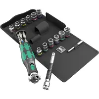 Wera 05004285001 27-delige 8009 Zyklop Pocket Set 4 Ratel- En Doppenset - 3/8" + 1/4"