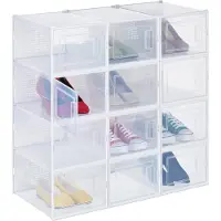 Relaxdays Schoenenkasten, 12x boîtes-à-chaussures (25 x 35 x 19,5 cm)